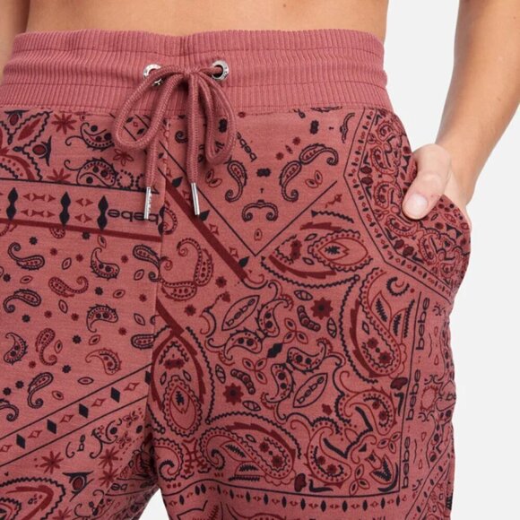 bebe Sport Bandana Print Logo Jogger Activewear Paisley Boho  Size Small - Picture 2 of 10